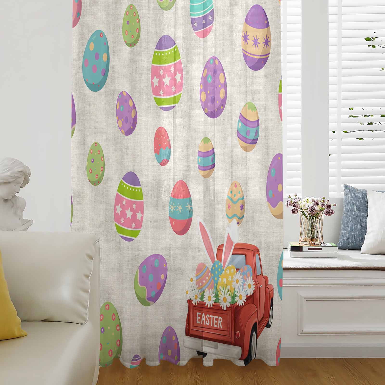 Curated visual reference: Easter Curtain Rental Reference: Easter Eggs Semi Sheer Curtains Drapes For Living Room Bedroom