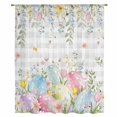 thumbnail image 1 of Easter Eggs Sheer Curtains 54 Inches Long, Spring Daisy Eucalyptus Leaves Gray Plaid Light Filering Curtains, Breathable Simi Curtain Privacy Drapes for Kitchen Bathroom Small Window Treatment, 1 of 9