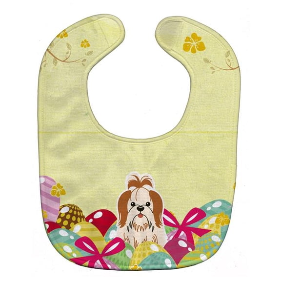 Easter Eggs Shih Tzu Red White Baby Bib