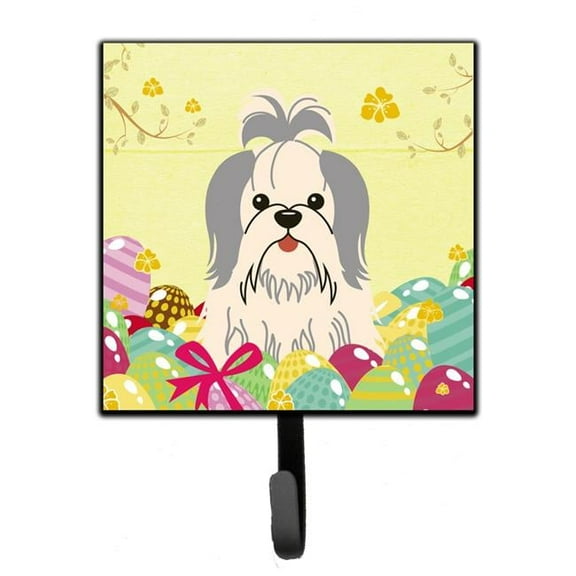 Easter Eggs Shih Tzu Silver & White Leash or Key Holder
