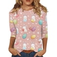 thumbnail image 1 of Easter Eggs Shirts for Womens 3/4 Sleeve Bunny Graphic Print Cute T-Shirts Womens Funny Summer Crew Neck Tees M, 1 of 6