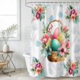 thumbnail image 1 of Easter Eggs Small Stall Shower Curtain, Waterproof Shower Curtains for Bathroom, Blue Floral Basket Leaves Rustic Botanical Washable Fabric Bath Curtain for Bathtub Decoration with Hooks 36x78 Inches, 1 of 9