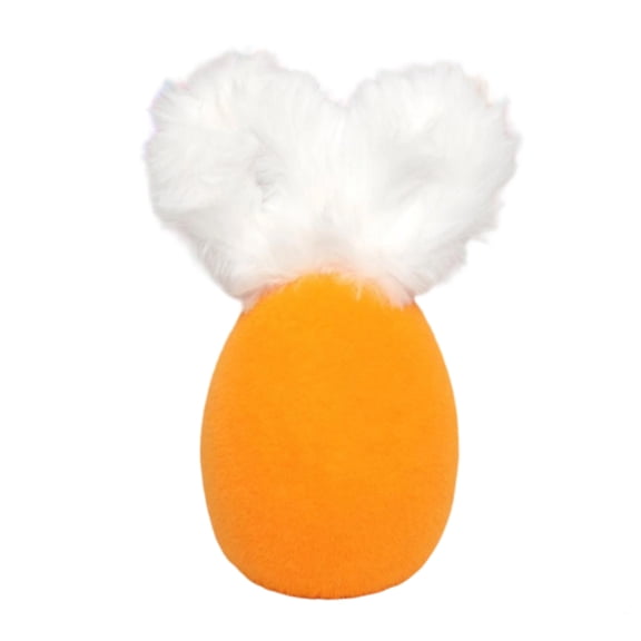 Easter Eggs Soft Plush Bunny Egg Shape Toy With Faux Fur Ears Stuffed Figure For Easte Decor Home Desk Shelf Decorative Display Orange
