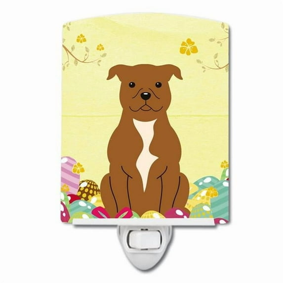 Easter Eggs Staffordshire Bull Terrier Brown Ceramic Night Light
