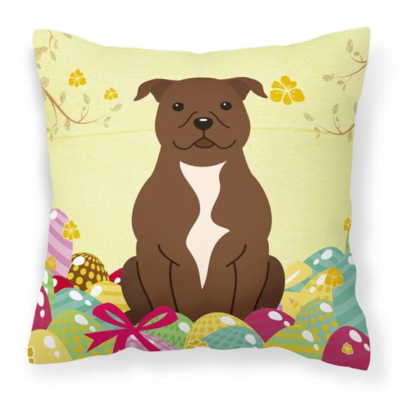 Easter Eggs Staffordshire Bull Terrier Chocolate Fabric Decorative Pillow