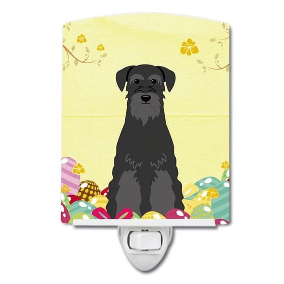 Easter Eggs Standard Schnauzer Black Ceramic Night Light