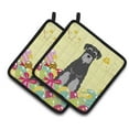 thumbnail image 1 of Easter Eggs Standard Schnauzer Black Grey Pair of Pot Holders, 1 of 1