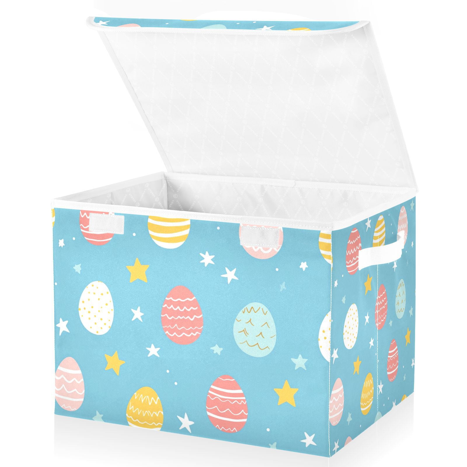 Easter Eggs Storage Basket for Shelves Foldable Container Organizer for Organizing Toys Clothes Books with Handles