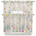 thumbnail image 1 of Easter Eggs Swag Curtains Valance & Tier Set, Spring Colorful Eggs Floral Leaf Linen Texture 3 Pcs Set Kitchen Swag Valances and Tiers 36 Inch Length Rod Pocket Curtain Drapes for Bedroom, 1 of 9