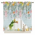 thumbnail image 1 of Easter Eggs Swag Kitchen Curtain Valances, Spring Yellow Pink Floral Leaves Light Green Wood Grain Rod Pocket Curtains Window Treatment Decor Valances for Bedroom Bathroom, 2 Panels 36 x 45 Inch, 1 of 9