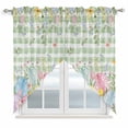thumbnail image 1 of Easter Eggs Swag Valances for Windows, Kitchen Curtains 36 Inch Length 2 Panels Set, Spring Daisy Eucalyptus Leaves Sage Green Plaid Short Curtains for Small Windows Rod Pocket Cafe Curtains 28"x36", 1 of 8