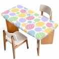 thumbnail image 1 of Easter Eggs Table Cloths for 3 Foot Rectangle Tables, Cute Colorful Spring Love Country Patio Waterproof Elastic Fitted Tablecloths, Washable Rectangular Table Cover for Camping, 1 of 8