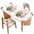 thumbnail image 1 of Easter Eggs Table Cloths for 3 Foot Rectangle Tables, Pink Flowers Basket Leaves Rustic Botanical Patio Waterproof Elastic Fitted Tablecloths, Washable Rectangular Table Cover for Camping, 1 of 8