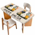 thumbnail image 1 of Easter Eggs Table Cloths for 3 Foot Rectangle Tables, Rabbit Spring Botanical Wildflowers Bunny Beige Patio Waterproof Elastic Fitted Tablecloths, Washable Rectangular Table Cover for Camping, 1 of 8