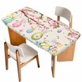 thumbnail image 1 of Easter Eggs Table Cloths for 4 Foot Rectangle Tables, Spring Watercolor Bunny Flower on Linen Patio Waterproof Elastic Fitted Tablecloths, Washable Rectangular Table Cover for Camping, 1 of 8