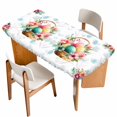 thumbnail image 1 of Easter Eggs Table Cloths for 5 Foot Rectangle Tables, Blue Floral Basket Leaves Rustic Botanical Patio Waterproof Elastic Fitted Tablecloths, Washable Rectangular Table Cover for Camping, 1 of 8