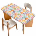 thumbnail image 1 of Easter Eggs Table Cloths for 5 Foot Rectangle Tables, Colorful Eggs Spring Flowers Leaves Rustic Blue Patio Waterproof Elastic Fitted Tablecloths, Washable Rectangular Table Cover for Camping, 1 of 8