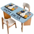 thumbnail image 1 of Easter Eggs Table Cloths for 5 Foot Rectangle Tables, Rabbit Spring Botanical Wildflowers Bunny Blue Patio Waterproof Elastic Fitted Tablecloths, Washable Rectangular Table Cover for Camping, 1 of 8