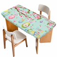 thumbnail image 1 of Easter Eggs Table Cloths for 5 Foot Rectangle Tables, Spring Watercolor Bunny Flower Green Patio Waterproof Elastic Fitted Tablecloths, Washable Rectangular Table Cover for Camping, 1 of 8