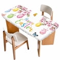 thumbnail image 1 of Easter Eggs Table Cloths for 6 Foot Rectangle Tables, Butterfly Flowers Spring Watercolor Branch Floral Patio Waterproof Elastic Fitted Tablecloths, Washable Rectangular Table Cover for Camping, 1 of 8