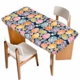 thumbnail image 1 of Easter Eggs Table Cloths for 6 Foot Rectangle Tables, Colorful Eggs Spring Flowers Leaves Farm Navy Blue Patio Waterproof Elastic Fitted Tablecloths, Washable Rectangular Table Cover for Camping, 1 of 8