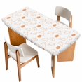 thumbnail image 1 of Easter Eggs Table Cloths for 6 Foot Rectangle Tables, Cute Bunny Rabbits Cartoon Orange Patio Waterproof Elastic Fitted Tablecloths, Washable Rectangular Table Cover for Camping, 1 of 8