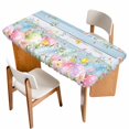 thumbnail image 1 of Easter Eggs Table Cloths for 6 Foot Rectangle Tables, Spring Daisy Eucalyptus Leaves Light Blue Wood Patio Waterproof Elastic Fitted Tablecloths, Washable Rectangular Table Cover for Camping, 1 of 8