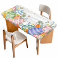 thumbnail image 1 of Easter Eggs Table Cloths for 6 Foot Rectangle Tables, Spring Flowers Eucalyptus Leaves Wooden Grain Patio Waterproof Elastic Fitted Tablecloths, Washable Rectangular Table Cover for Camping, 1 of 8