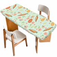 thumbnail image 1 of Easter Eggs Table Cloths for 8 Foot Rectangle Tables, Carrots Spring Daisy Botanical Rustic Green Patio Waterproof Elastic Fitted Tablecloths, Washable Rectangular Table Cover for Camping, 1 of 8