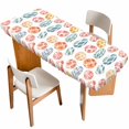 thumbnail image 1 of Easter Eggs Table Cloths for 8 Foot Rectangle Tables, Watercolor Spring Flowers Leaves Patterned Patio Waterproof Elastic Fitted Tablecloths, Washable Rectangular Table Cover for Camping, 1 of 8