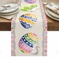 thumbnail image 1 of Easter Eggs Table Runner - 120 Inch Long, Kitchen Dining Table Runner Dresser Scarves, Spring Rabbit Butterfly Floral Leaf Pink Plaid Farmhouse Decor for Coffee Tables Wedding Party Banquet, 1 of 8