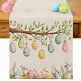 thumbnail image 1 of Easter Eggs Table Runner 48 Inches Long for Kitchen Dining, Retro Watercolor Spring Flowers Plants Dresser Scarf Farmhouse, Dining Table Decorations for Wedding/Parties, 13 x 48 In, 1 of 8