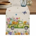 thumbnail image 1 of Easter Eggs Table Runner 72 Inches, Spring Flowers Truck Leaves Butterflies Beige Bed Runner Dresser Scarves Tabletop for Indoor Outdoor Parties/Ceremony/Banquet, 18" x 72", 1 of 8