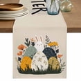 thumbnail image 1 of Easter Eggs Table Runner, Rabbit Spring Botanical Wildflowers Bunny Beige Cotton Linen Table Runners 70 Inches Long, Dresser Scarf Runner for Dining/Kitchen/Coffee/TV Stands/Cabinets 13''x70'', 1 of 9