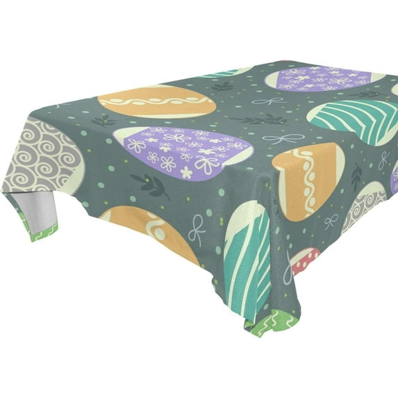Easter Eggs Tablecloth Rectangle Colorful Table Cloth Large Square Table Cover for Dining Kitchen Party 60"x60" Decor Gift