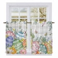 thumbnail image 1 of Easter Eggs Tier Curtains 54 Inch Length, Spring Flowers Eucalyptus Leaves Wooden Grain Cafe Short Curtains for Bathroom Over Sink, Small Kitchen Curtain Light Filtering Drapes 2 Panels 27.5"Wx54"L, 1 of 8