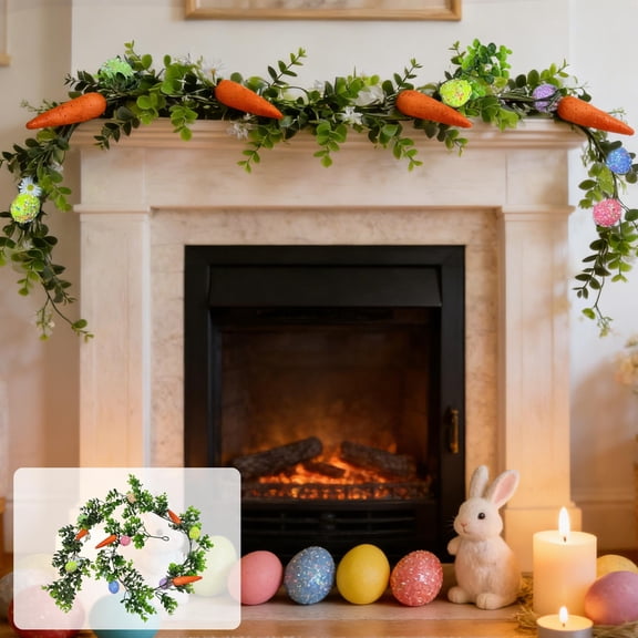 Easter Eggs Vine Door Decoration, Spring Floral Garland with Branches, Colorful Indoor Outdoor Home Porch Accent, 66.9 Inch