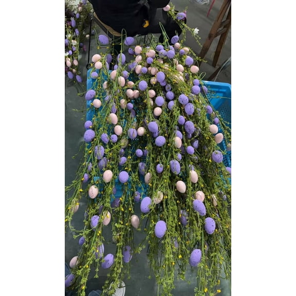 Easter Eggs Vine Garland Door Decorations Spring Floral Wreath Artificial Hanging Rattan Branch Leaves Decor Colorful Indoor Outdoor Home Decor Patio Porch Accents Bendable Plastic