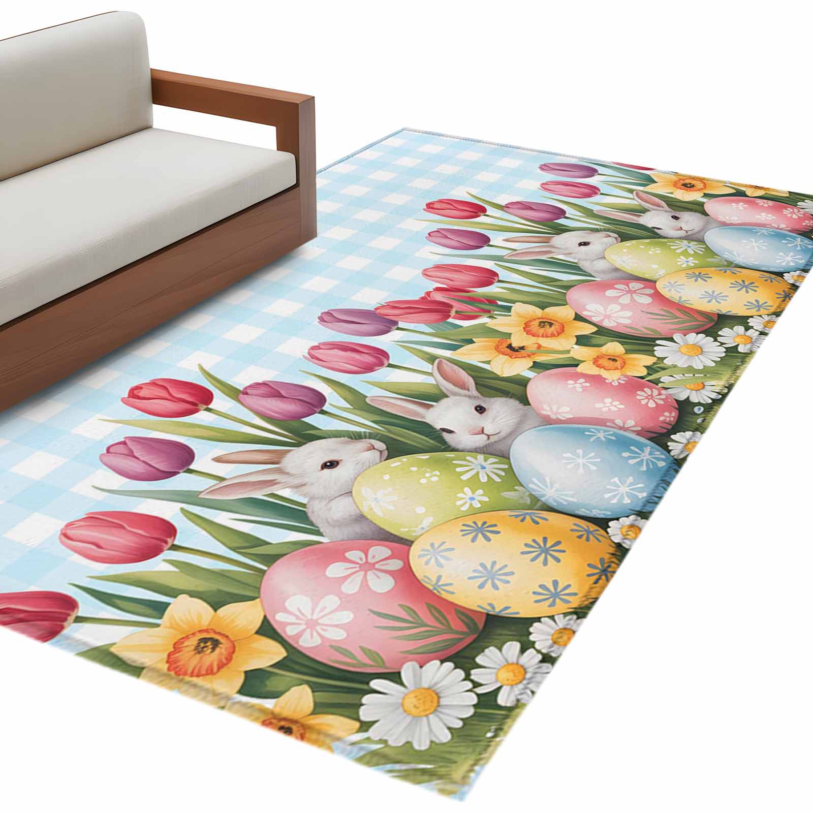 Easter Rugs Target Easter Eggs Washable Area Rug 2.7 x 5 ft Spring Watercolor Eggs Rabbits ...