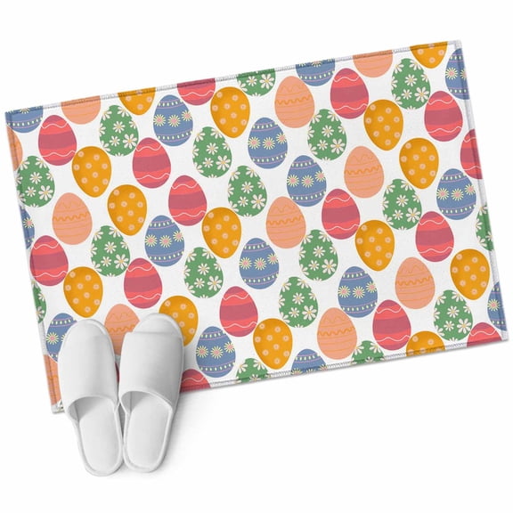 Easter Eggs Washable Area Rug 2 x 3 ft Spring Green Yellow Red Blue Floral Eggs, Soft Non Slip Rugs Stain Repellent Indoor Felt Carpet for Living Dining Room Bedroom Home Office