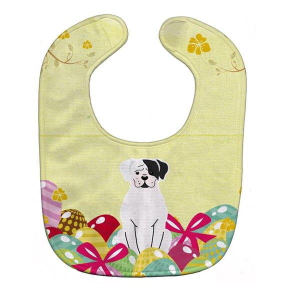 Easter Eggs White Boxer Cooper Baby Bib