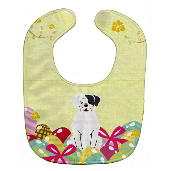 Easter Eggs White Boxer Cooper Baby Bib