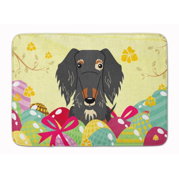 Easter Eggs Wire Haired Dachshund Dapple Machine Washable Memory Foam Mat