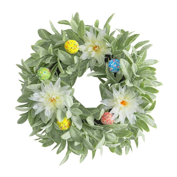 Easter Eggs Wreath for Front Door Egg Wreaths Decoration Artificial Spring Floral Wreath, Spring Summer Eggs Wreath for Home Indoor Outdoor Window Wall Holiday Party Decor