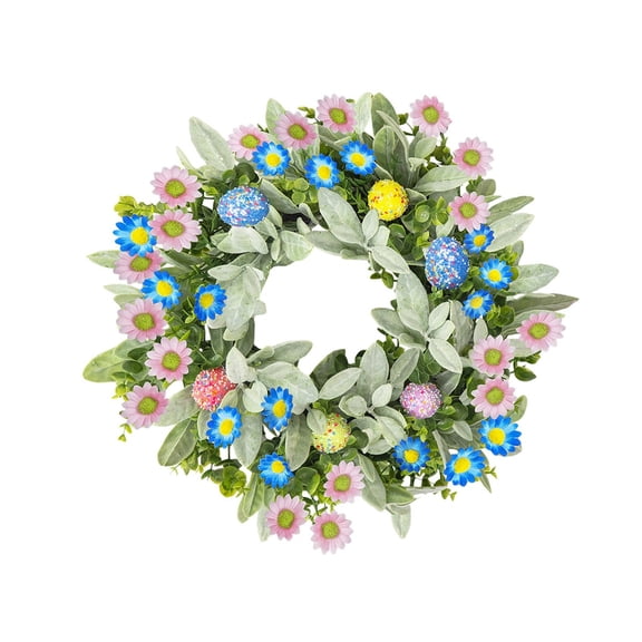 Easter Eggs Wreath for Front Door Egg Wreaths Decoration Artificial Spring Floral Wreath, Spring Summer Eggs Wreath for Home Indoor Outdoor Window Wall Holiday Party Decor