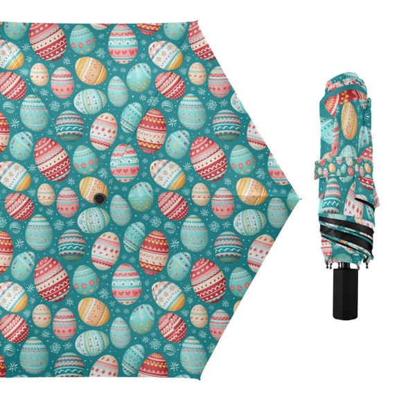 Easter Eggs with Snow Compact Sun Umbrella Windproof Travel Umbrellas for Rain Strong Portable UV Protection