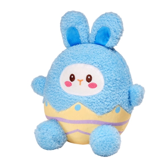 Easter Eggshell Bunny Plush Decor, Soft Fuzzy Rabbit in Cracked Eggshell Design, Kawaii Style Spring Plush Ornament, Pastel Easter Tabletop Shelf Accent for Home Office Seasonal Decoration (Blue)