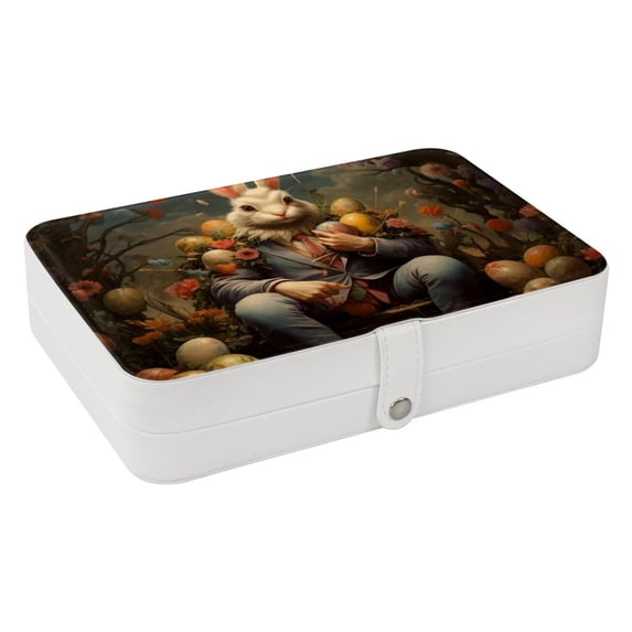 Easter Elegant PU Leather Earring Organizer Storage Box Decorative Box with Removable Compartment - Portable