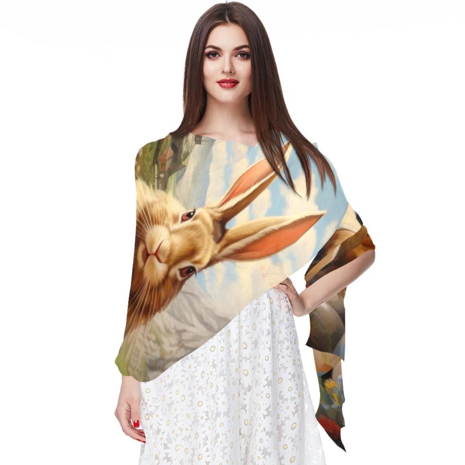 Easter Elegant Translucent Chiffon Silk Scarf Lightweight Breathable ...