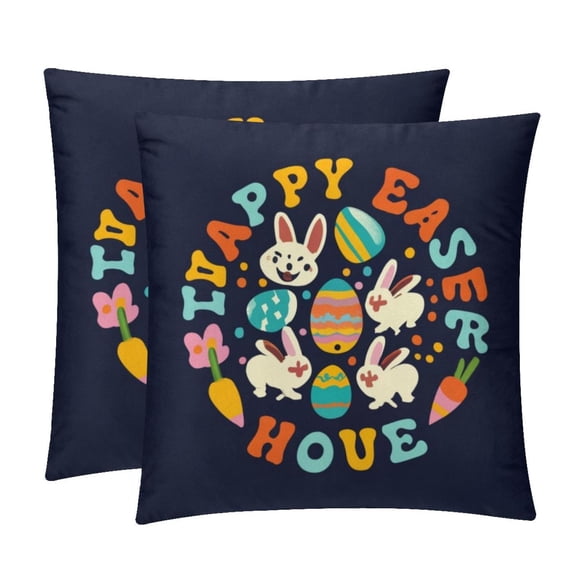 Easter Elegant Velvet Covers - Set of 2, Decorative Bed Pillow Cases with Unique Patterns for Home Decor, Available in 16x16, 18x18, and 20x20 Inches
